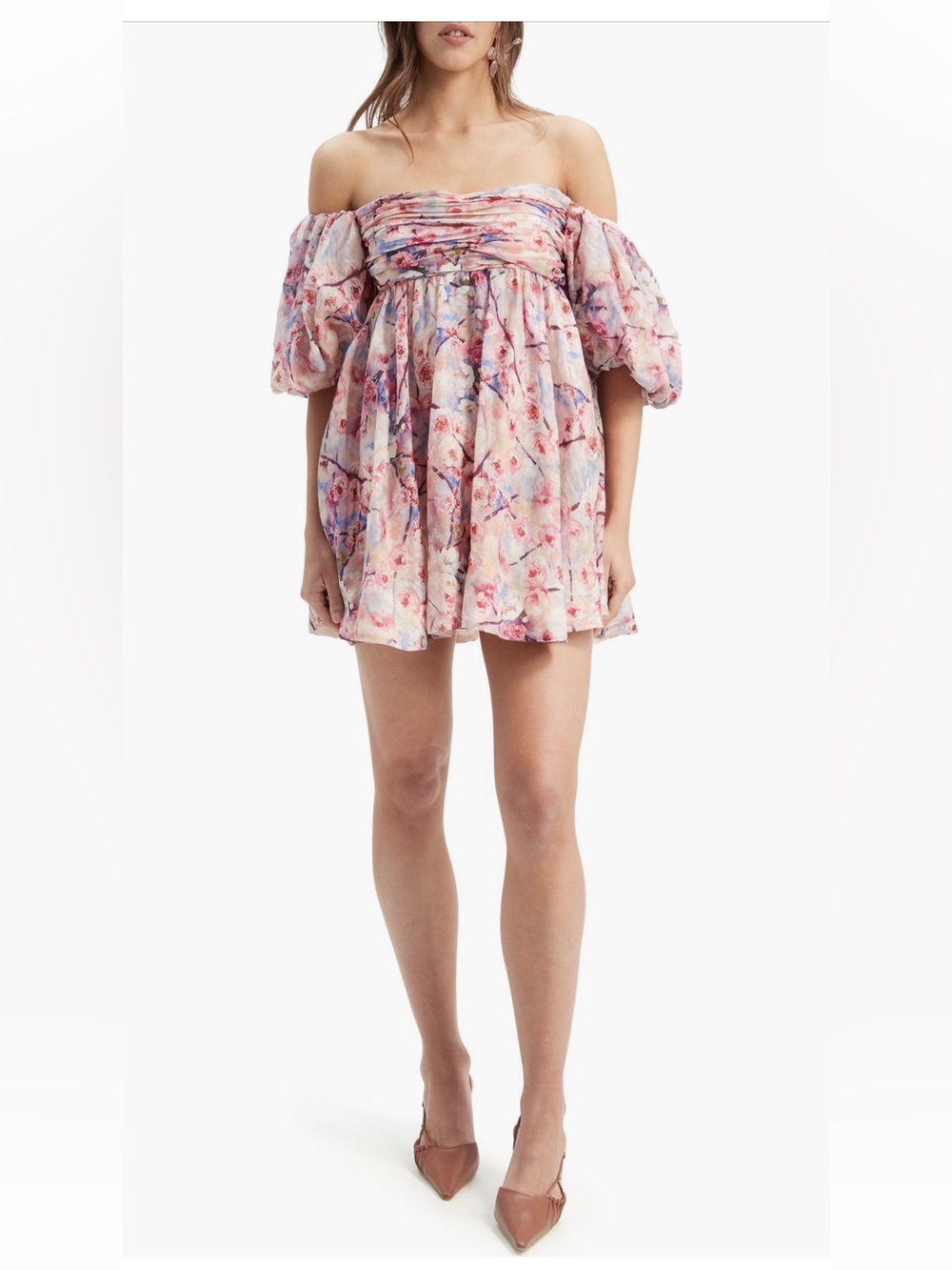 Bardot Kali Tuck Floral Off The Shoulder Minidress mini dress reached size 6 NWT